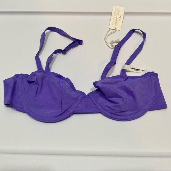 NWT Aerie Smoothez Balconette Mesh Unlined Purple Bra Size 34B - Picture 2 of 7